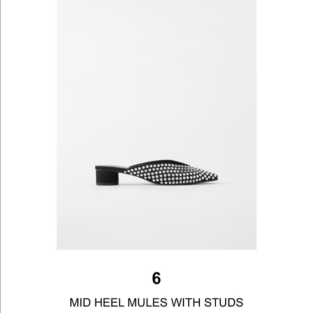 ZARA mid heel mules with studs Size 6